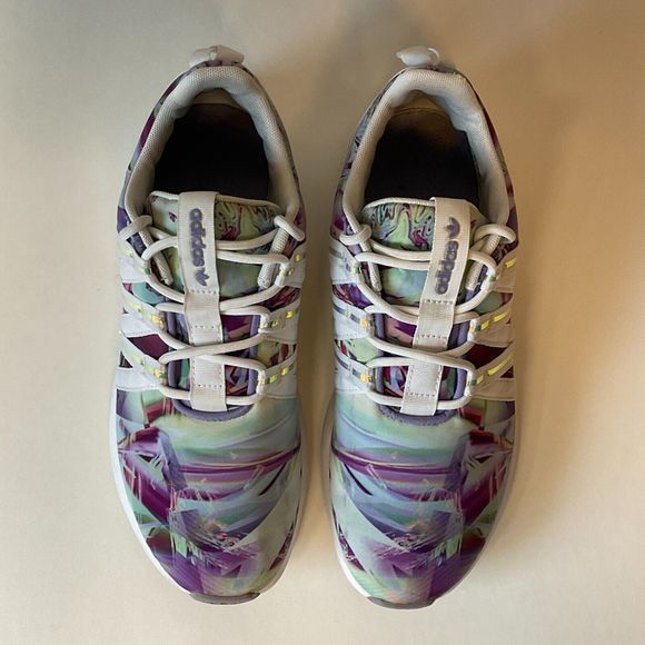 Adidas Women's Sz 7.5 SL Loop Racer Purple Aqua White Multicolor Iridescent Shoe - Picture 3 of 9